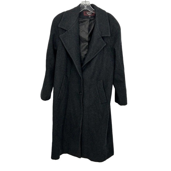 STEPHANIE MATTHEWS CHARCOAL GRAY soft 100% WOOL Coat Women Size 10 P (Flaw) - Picture 1 of 16